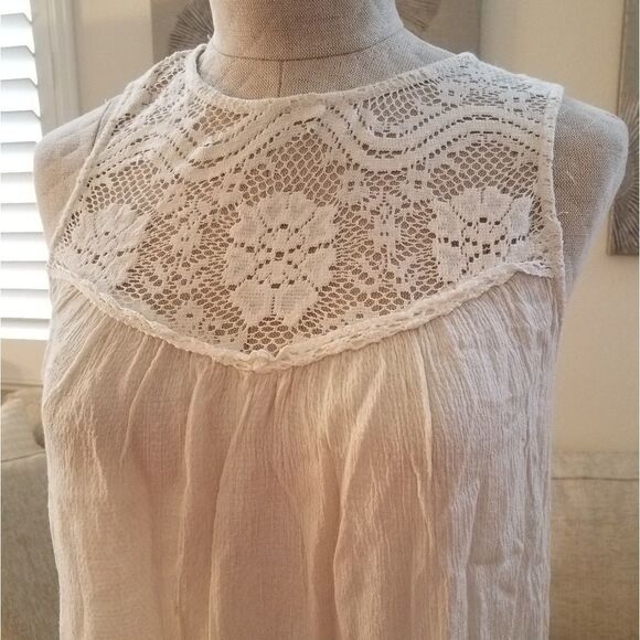 Hinge Lace Yoke Swing Tank sz Small in Ivory - Picture 3 of 8